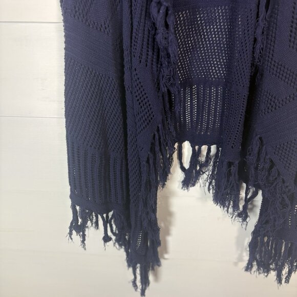 Lane Bryant Blue Sleeveless Knit Fringe Hem Waterfall Sweater Vest 22/24 Boho‎ - Picture 4 of 15